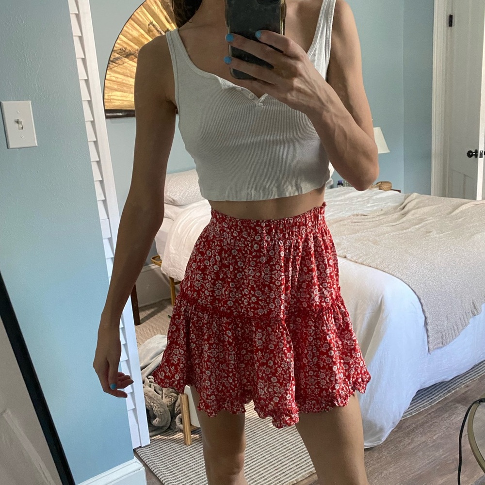 Red floral skirt from Hello Molly